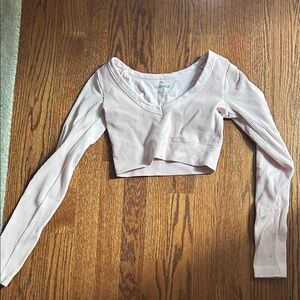 Pink garage Long Sleeve Crop Top